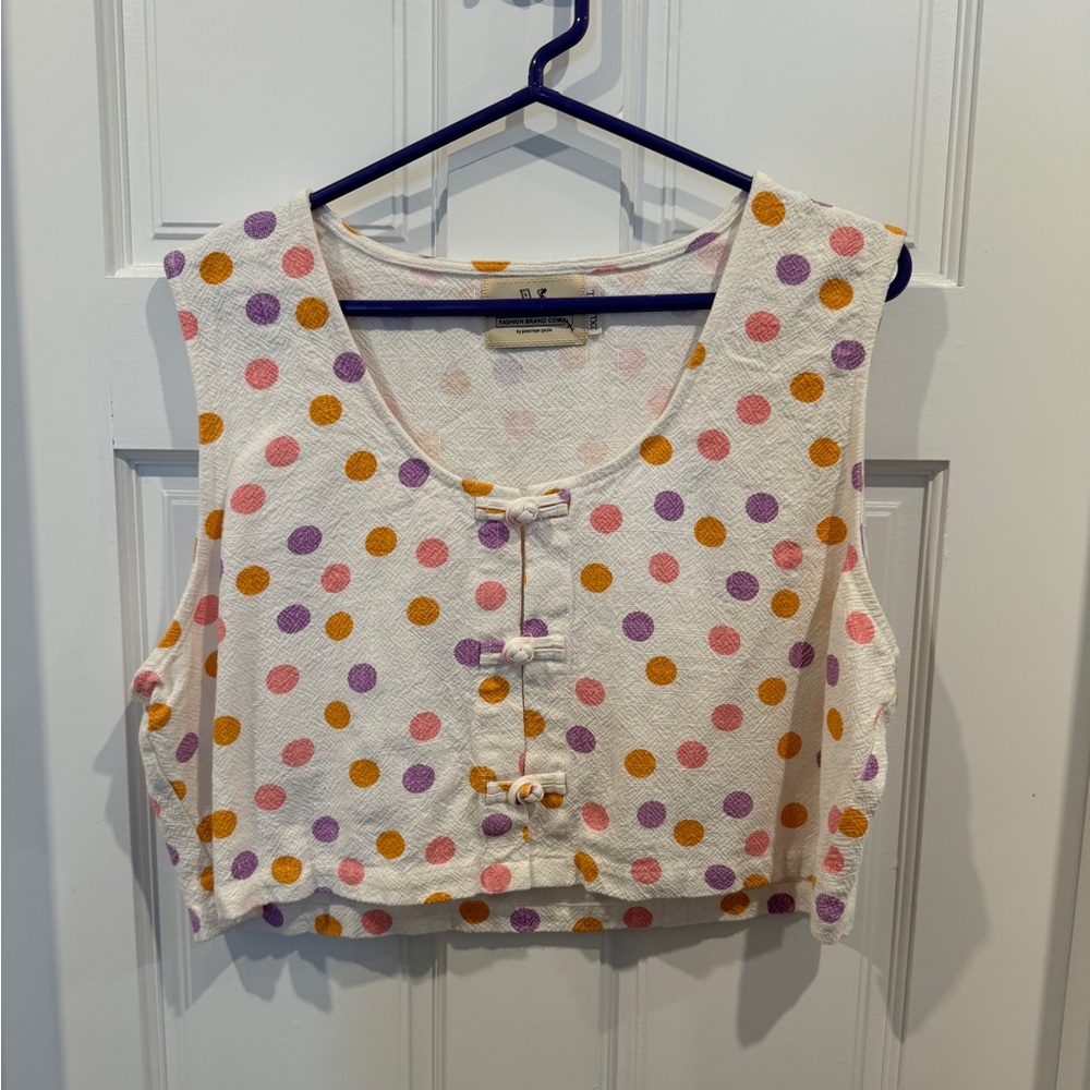 Fashion Brand Company Polka Dot Crop Top - White, Purple, Orange